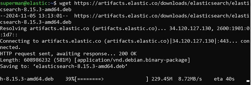 To install Elasticsearch, we first need to download the Debian package