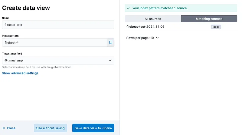 We will create a new data view by clicking the Create Data View button