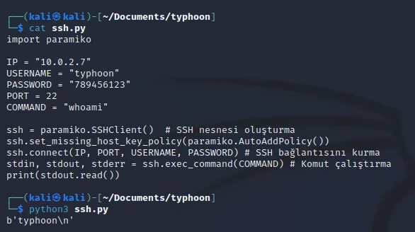 In this example, we created an SSH client with the pramaiko module