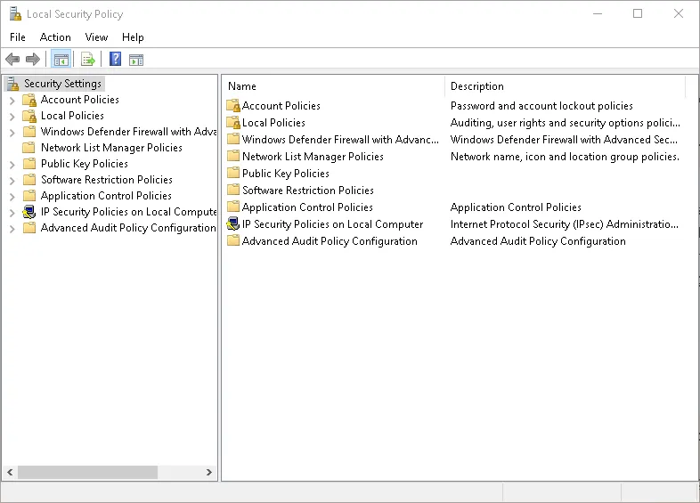 Local Security Policy: secpol.msc (2)