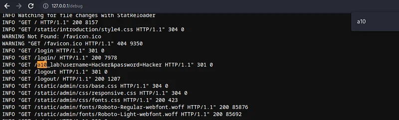 The logs kept by the system can be viewed in the /debug directory