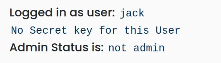 When we enter the lab and log in with the 'jack:jacktheripper' credentials, we see that the jack user is not an admin and
