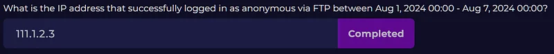 What is the "country name" of the IP address that successfully logged in as anonymous via FTP between Aug 1, 2024 00:00--Aug