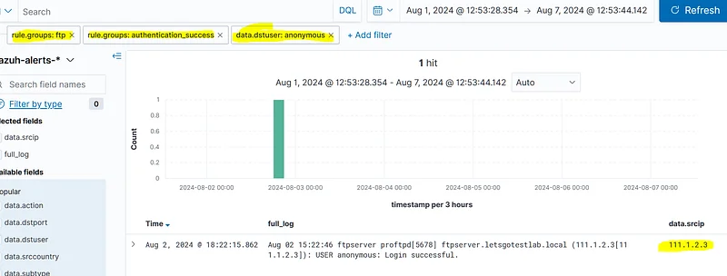 SIEM filter that returns the answer