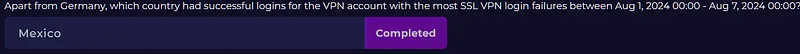 What "tunnel ip" was assigned after a successful login (excluding Germany) for the VPN account with the most SSL VPN login