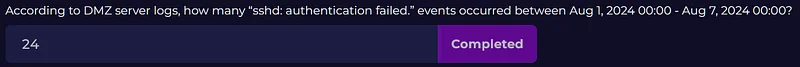 According to DMZ server logs, what is the IP address that successfully logged in (sshd: authentication success) after a