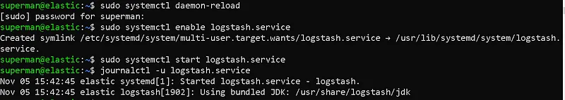 Artık logstash servisini başlatabiliriz