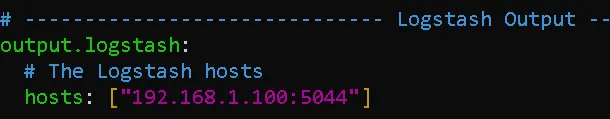 Biz çıktımızı logstashe yönlendireceğimiz için elasticsearch kısmını kare işareti ile kapatıyoruz