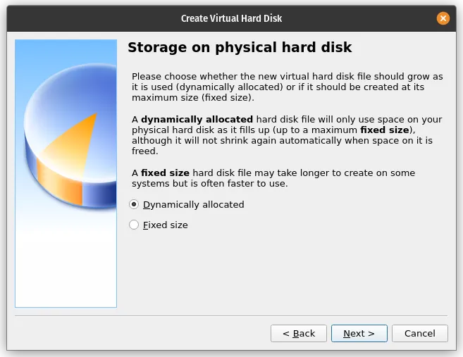 Create Virtual Hard Disk menüsü karşımıza çıkacak, VDI, VHDI, VMDK gibi seçenekler karşımıza çıkıyor