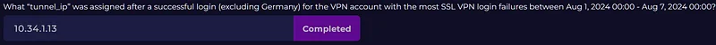 Trafik loglarına göre, 1 Ağustos 2024 00:00 - 7 Ağustos 2024 00:00 tarihleri arasında en fazla SSL VPN oturum açma hatası